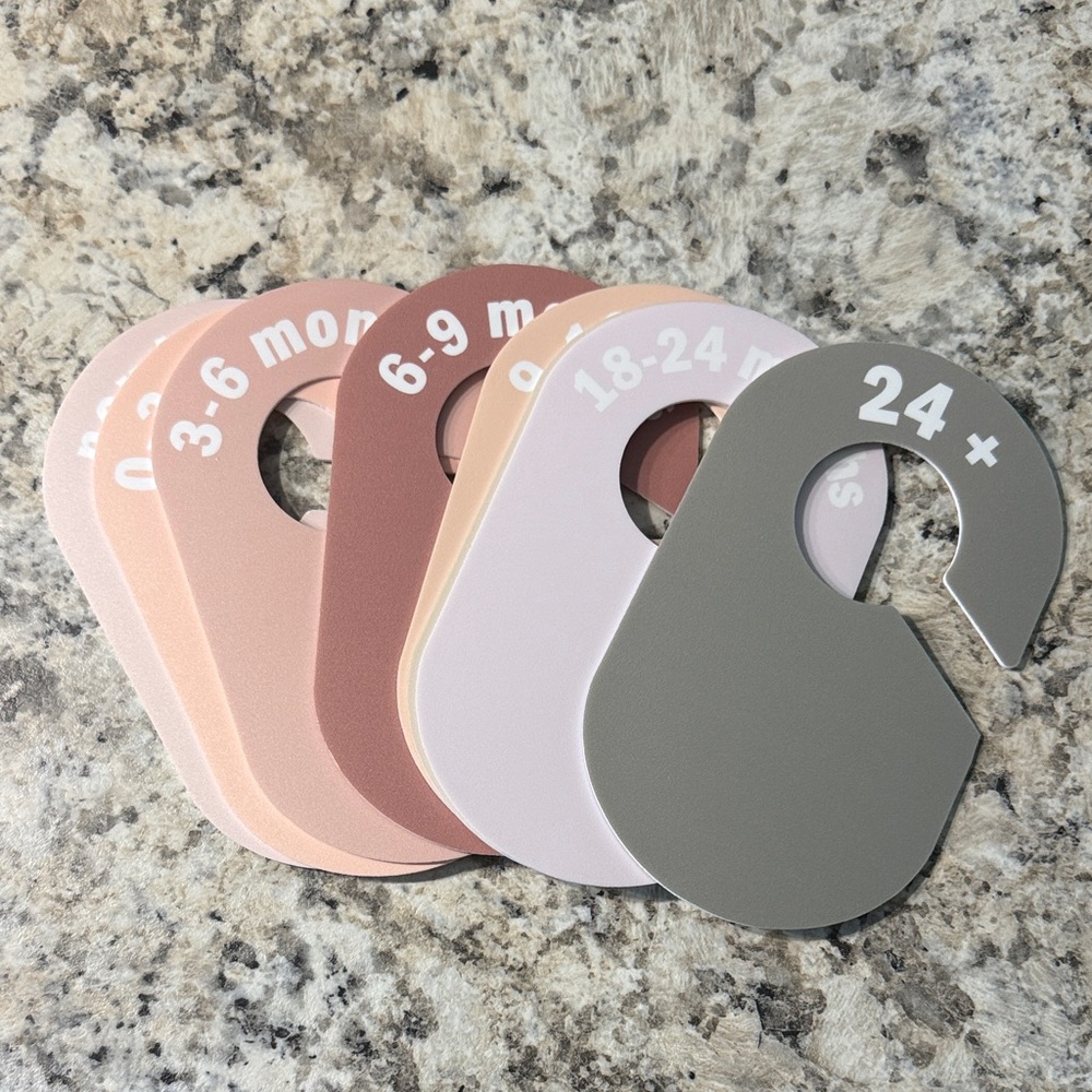 Kids Closet Size Dividers - Neutral Pastel Set (Pink, Rose, Cream, Gray)